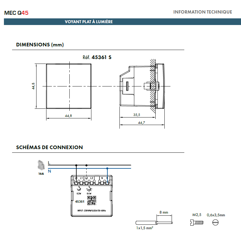 Voyant de Balisage 2 Modules Quadro 45