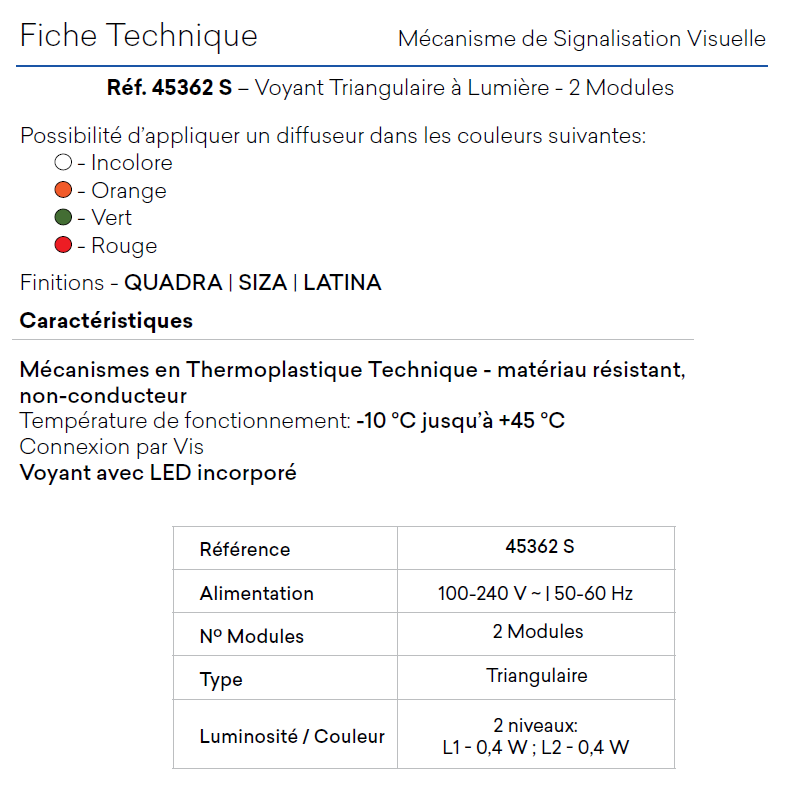 Voyant de Balisage Triangulaire - 2 Modules Quadro 45
