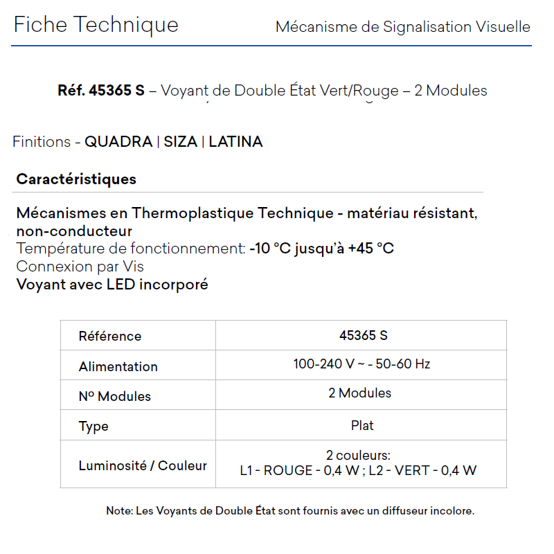 Voyant 2 états Vert/Rouge - 2 modules MEC Q45