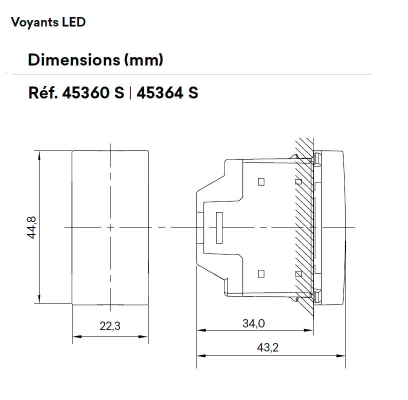 Voyant 2 états Vert/Rouge - 1 module MEC Q45
