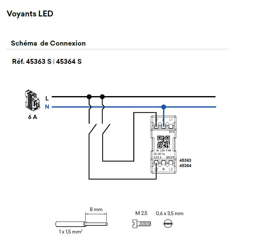 Voyant 2 états Vert/Rouge - 1 module MEC Q45