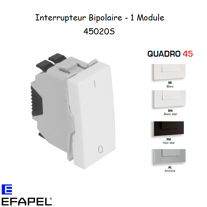 Interrupteur Bipolaire Semi-Assemblé QUADRO45 - 1 Module
