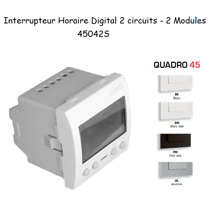 Interrupteur Horaire Digital 2 Circuits - 2 Modules QUADRO 45