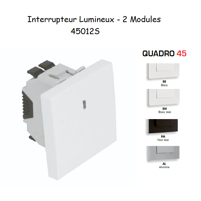 Interrupteur Lumineux Semi Assemblé Quadro45 - 2 Modules