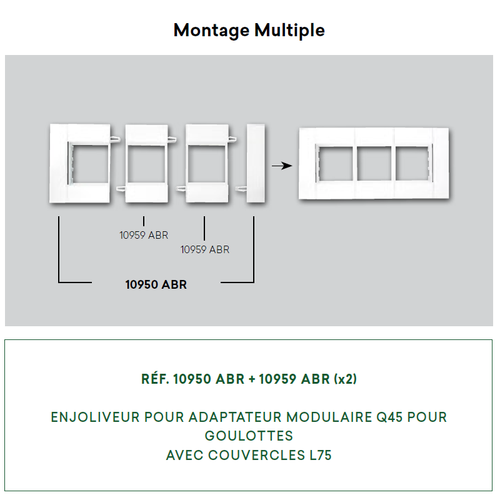 Adaptateur Modulaire Q45 pour Goulottes avec couvercle L75 - 2 Modules