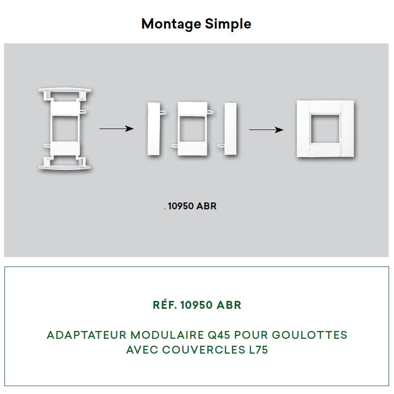 Adaptateur Modulaire Q45 pour Goulottes avec couvercle L75 - 2 Modules