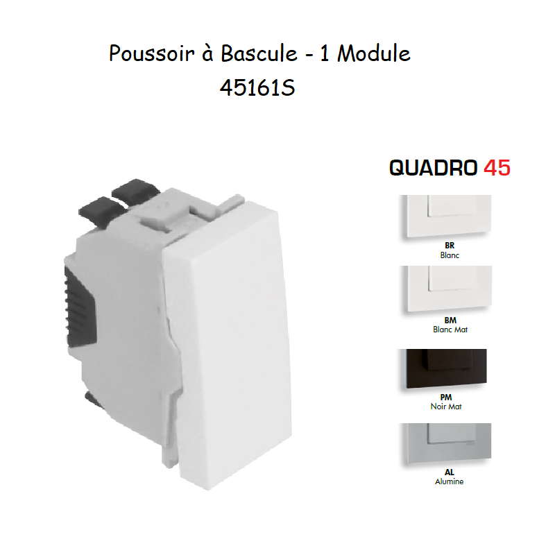 Poussoir à Bascule Semi-Assemblé - 1 Module QUADRO 45