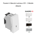 Poussoir à Bascule Lumineux 12V Semi-Assemblé - 1 Module QUADRO 45