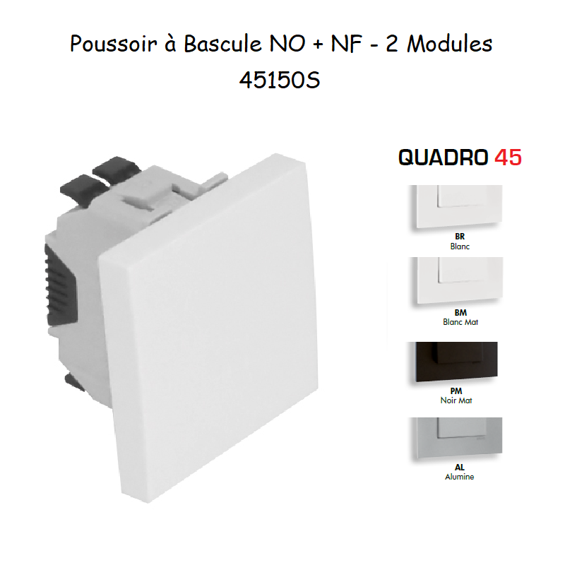 Poussoir à Bascule (NO+NF) Semi-Assemblé - 2 Modules QUADRO 45