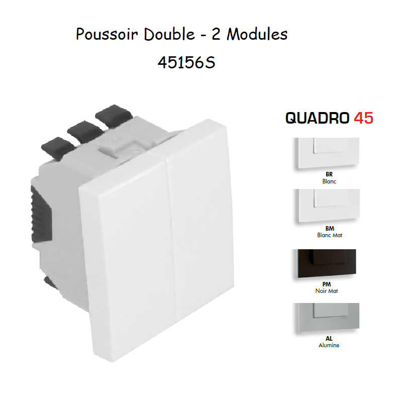 Poussoir à Bascule Double Semi-Assemblé QUADRO 45 - 2 Modules