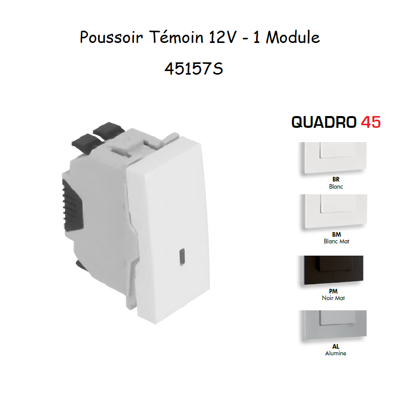 Poussoir à bascule Témoin 12V - 1 Module MEC Q45