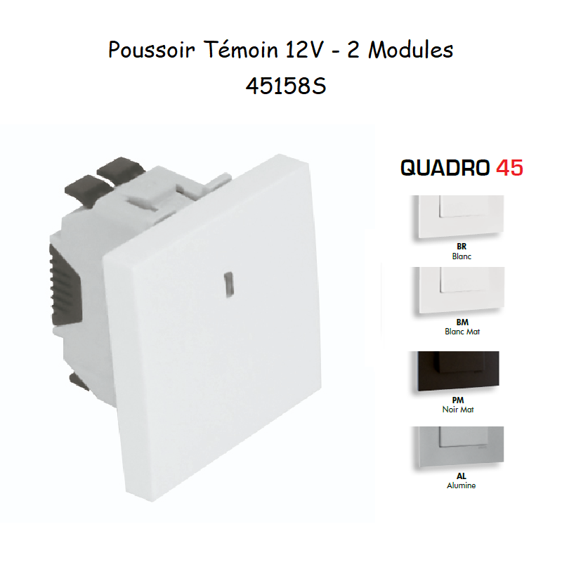 Poussoir à bascule Témoin 12V - 2 Modules MEC Q45